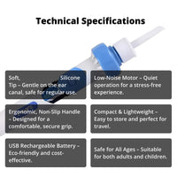 Electric Ear Cleaning Tool with Silicone Tip and Rechargeable Battery