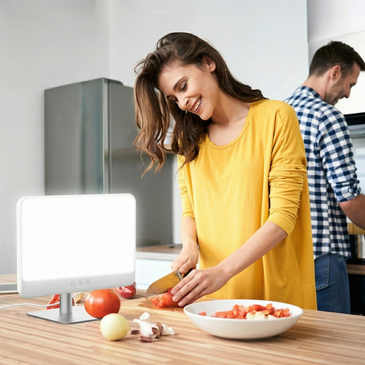LED Light Therapy Lamp with 10,000 Lux Output and Adjustable Brightness, Flicker-Free