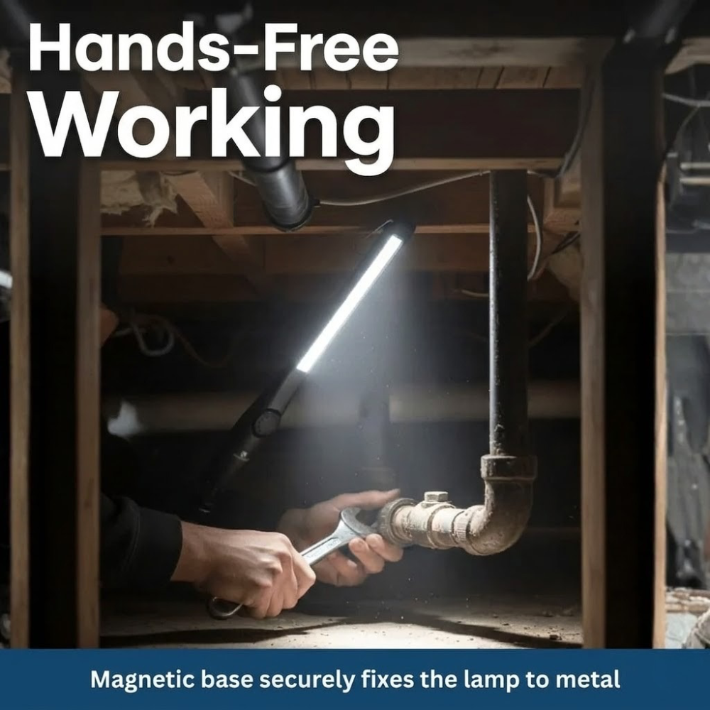 Magnetic Inspection Lamp for Mechanics - Rechargeable LED Work Light with Stepless Dimming