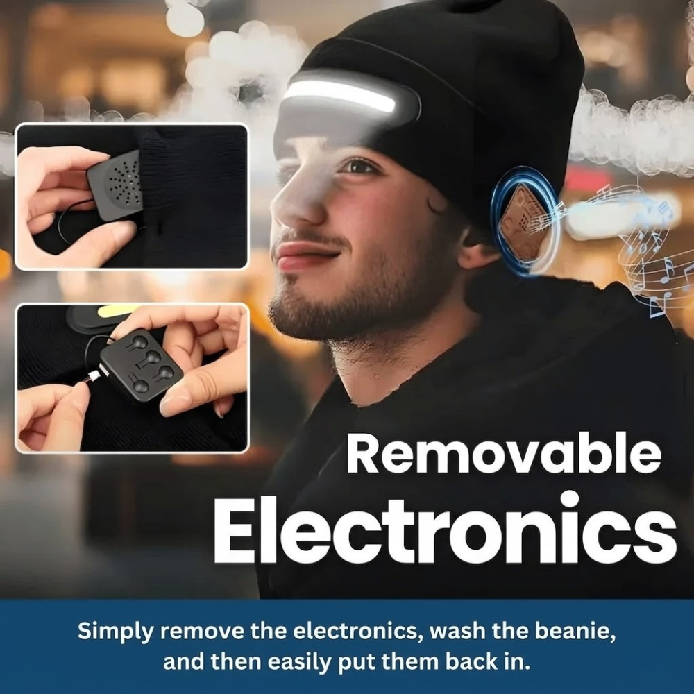 BeamTune Headlamp Beanie with Bluetooth Music