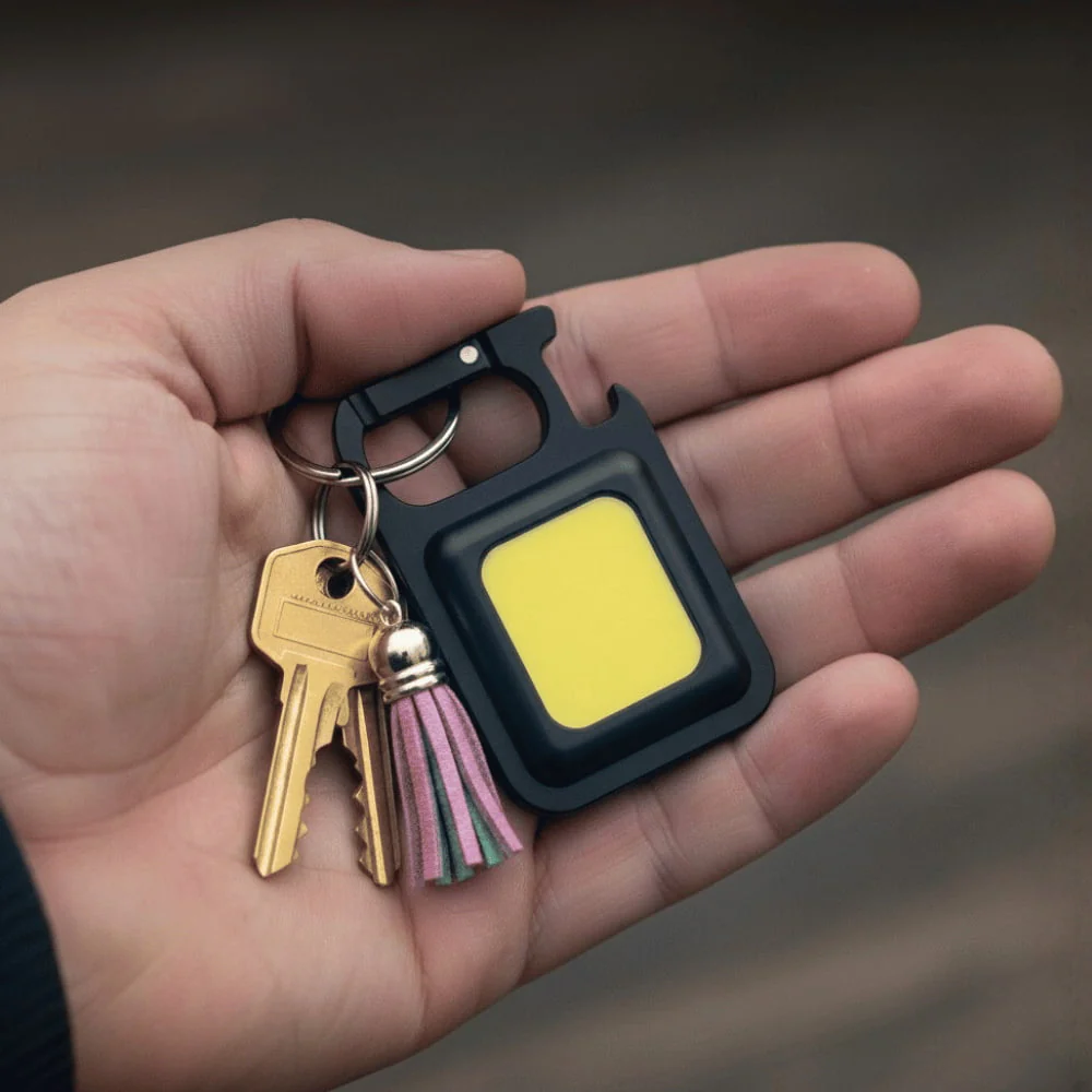 Mini COB Keychain Flashlight, Rechargeable Magnetic Work Light with 4 Modes