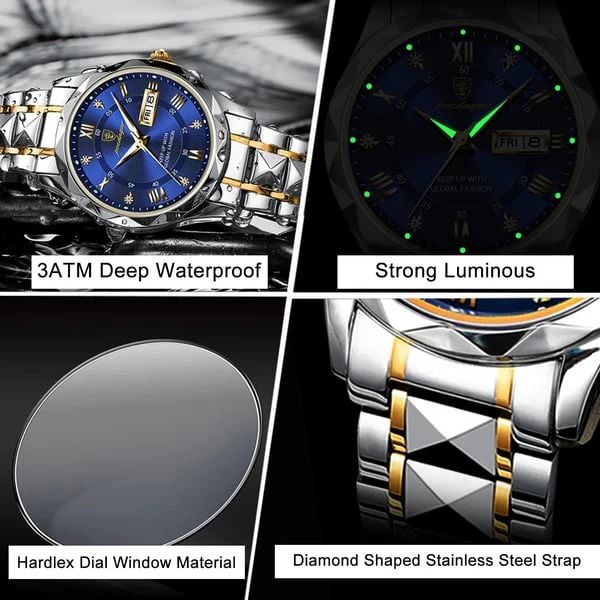 Luxury Mens Watch, Japanese Miyota Quartz, 316L Stainless Steel Case