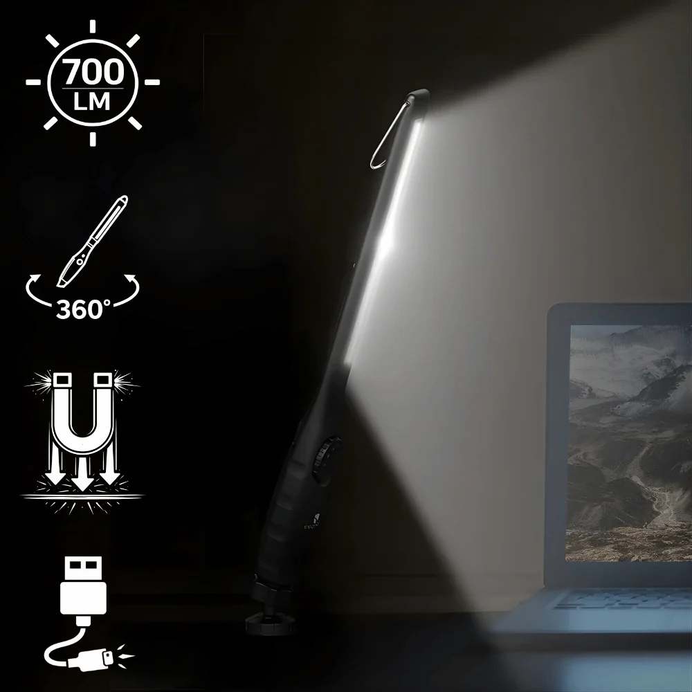 Magnetic Inspection Lamp for Mechanics - Rechargeable LED Work Light with Stepless Dimming
