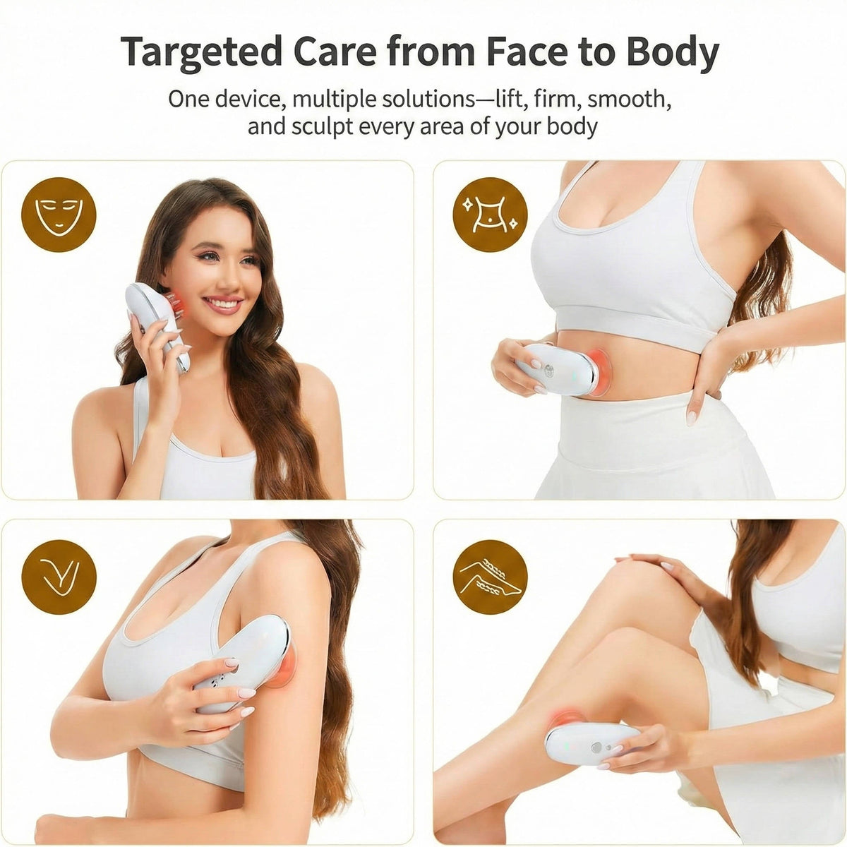 Rechargeable Body and Face Beauty Massager with LED Light and Suction