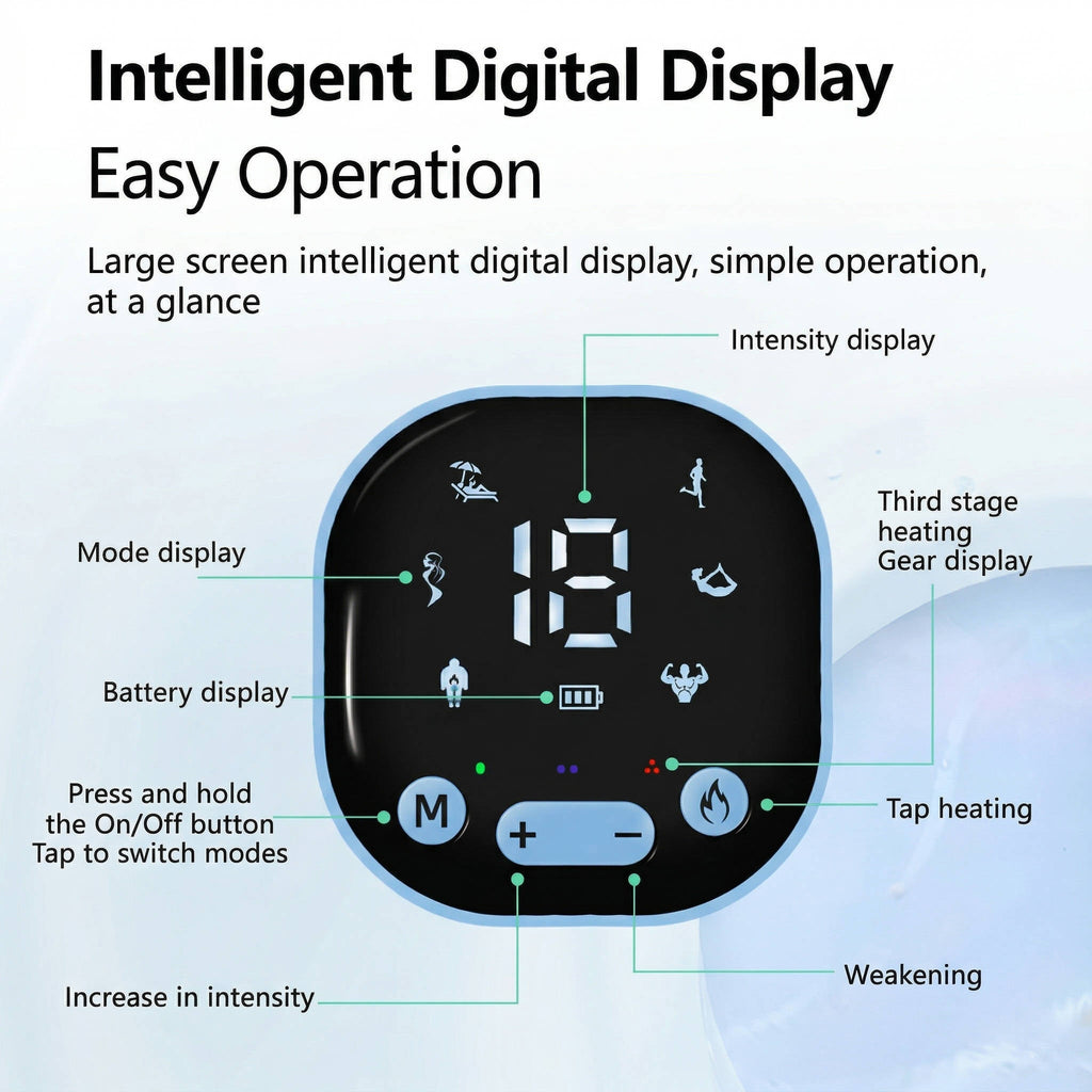 Rechargeable EMS Abdominal Belt with Heat Levels and Massage Modes