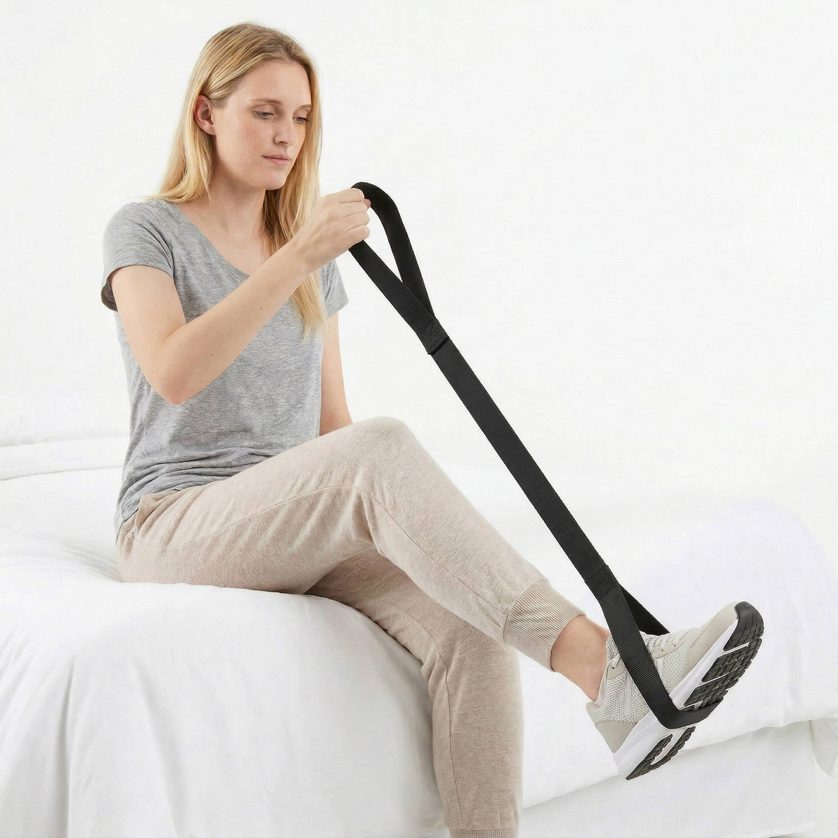 Leg Lifter Strap with Foot Loop and Hand Strap 35 Inch Support Aid