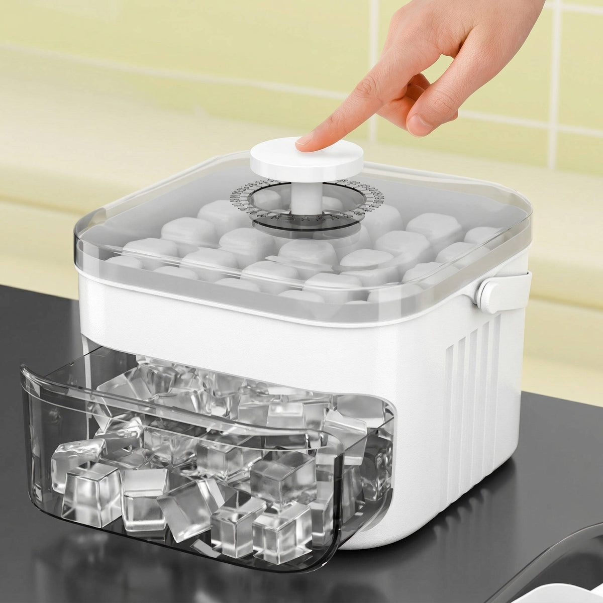 50 Cube Ice Maker Tray, Double Layer Ice Box with Easy Press Lid for Freezer Storage