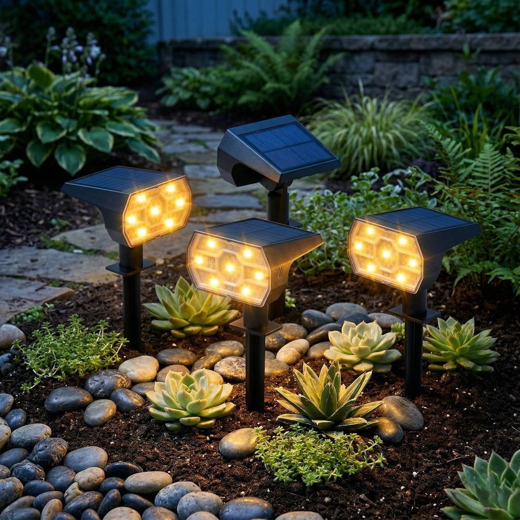 Outdoor Solar Spotlights with 56 LEDs and 3 Brightness Modes, Set of 4
