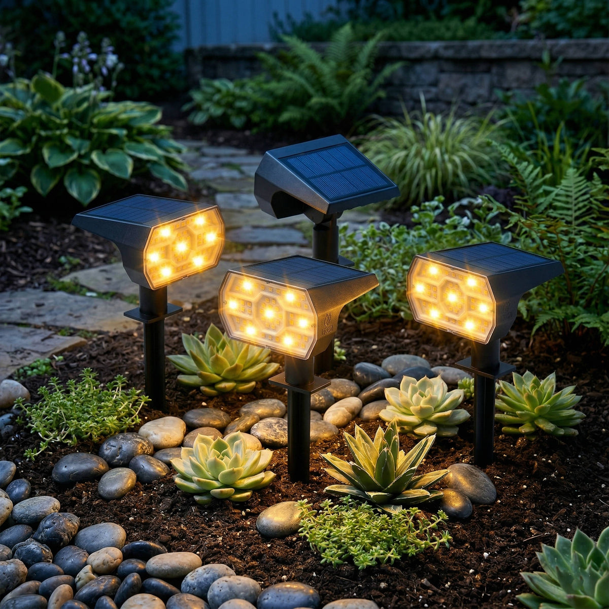 Outdoor Solar Spotlights with 56 LEDs and 3 Brightness Modes, Set of 4