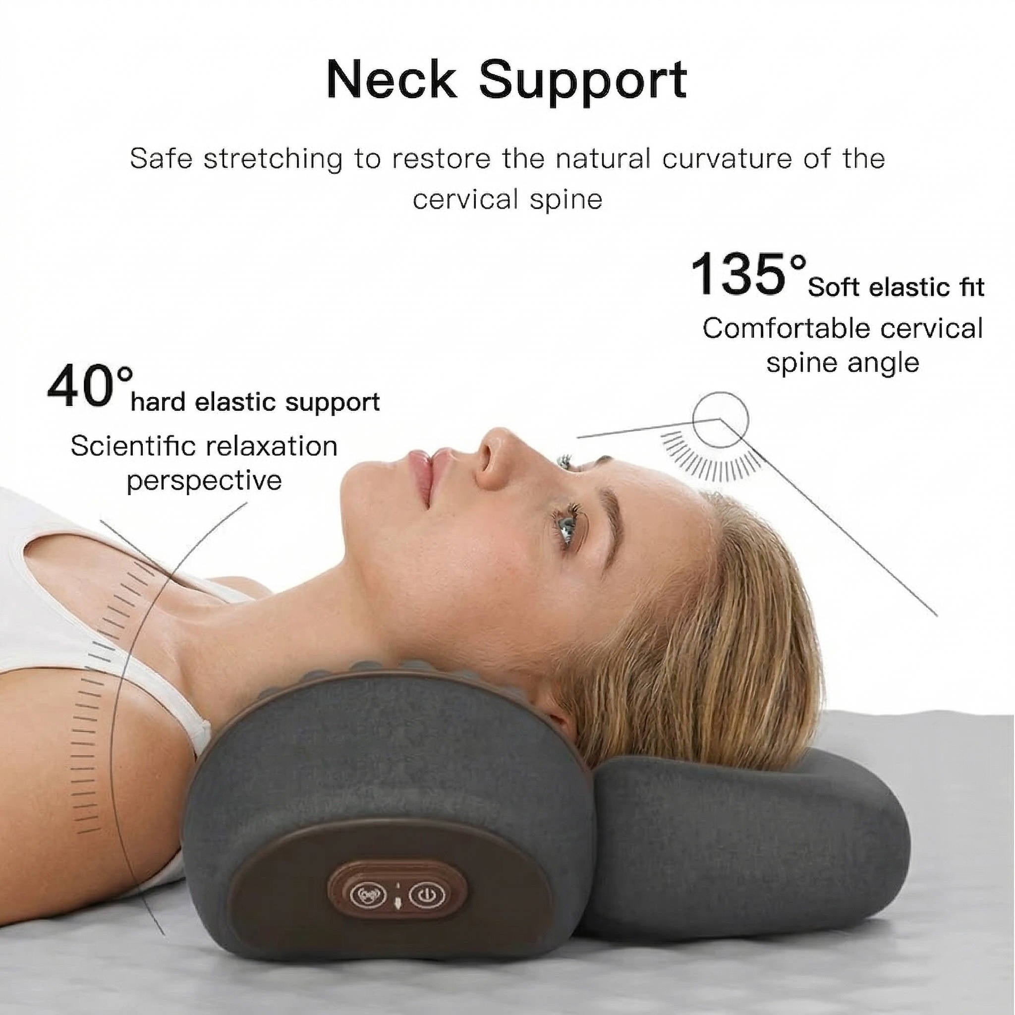 Heated Neck Massage Pillow with Adjustable Support and Vibration Modes