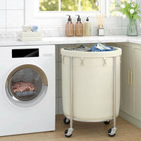 Laundry Basket with Wheels 29 Gallon, Removable Bag Tall Rolling Hamper for Easy Laundry Support
