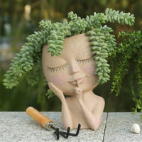 Ceramic Face Planter for Succulents and Cacti