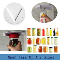 Under Cabinet Jar Opener with V-Shaped Grip and Mounting Hardware
