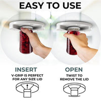 Under Cabinet Jar Opener with V-Shaped Grip and Mounting Hardware