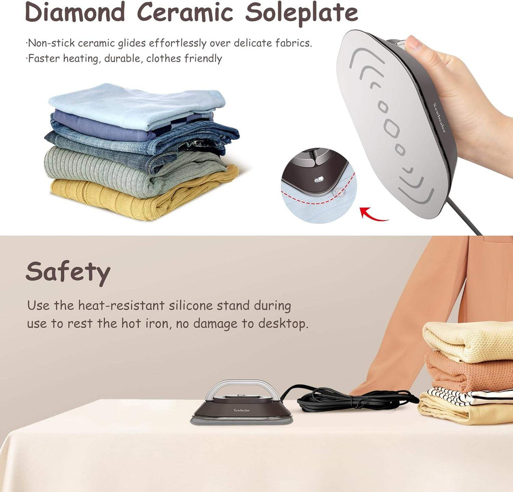 Foldable Travel Iron with Rapid Heating and Dry Wet Pressing