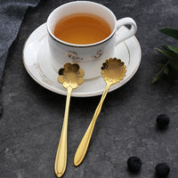 Stainless Steel Teaspoon Set with Floral Handle Design, 8-Piece