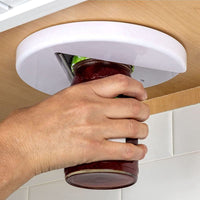 Under Cabinet Jar Opener with V-Shaped Grip and Mounting Hardware