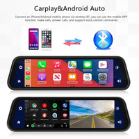 Mirror Dash Cam with Dual Front and Rear Cameras and 9.66 Inch Touchscreen