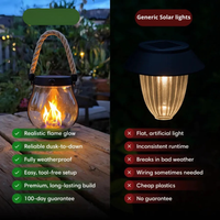 Solar lantern with realistic flame effect