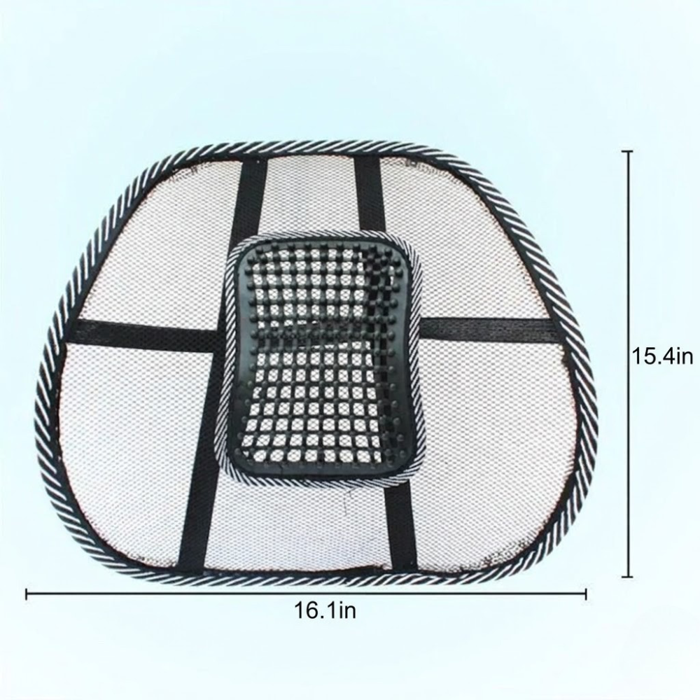 Lumbar Cushion for Car, Breathable Mesh Back Support with Massage Beads