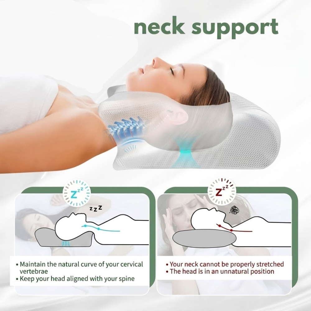 Ergonomic Memory Foam Pillow with Contoured Support Design