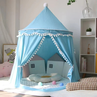 Canvas Play Teepee Tent with Cotton Fabric and Wooden Pole Frame