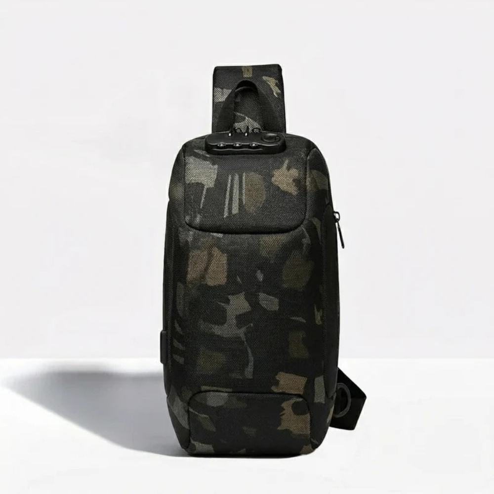 Crossbody Travel Bag with USB Charging Function and Zip Pockets