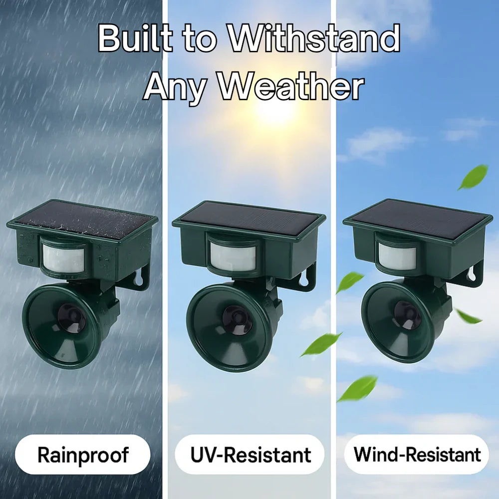 Weather Resistant Bird Repellent with PIR Motion Sensor and Solar Power