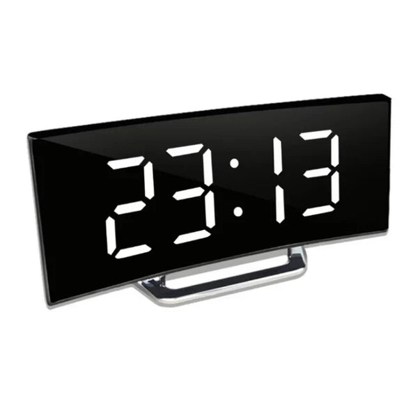 LED Digital Alarm Clock with Curved Screen and Automatic Light
