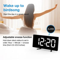 LED Digital Alarm Clock with Curved Screen and Automatic Light