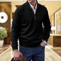 Elegant Half Zip Pullover Cotton Blend Sweater