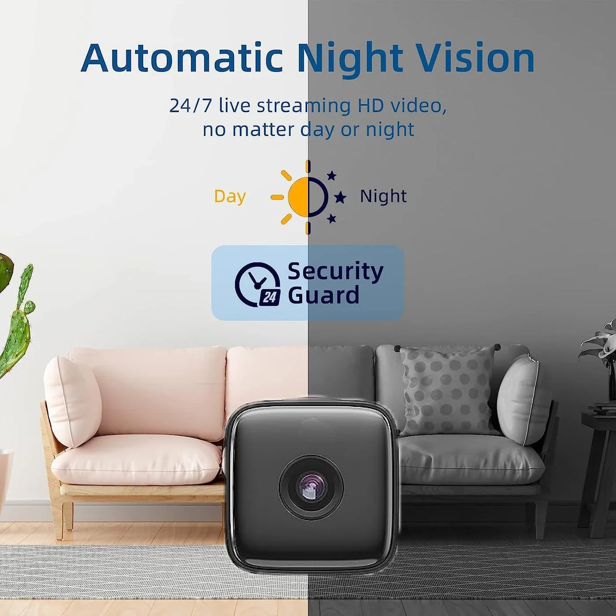 Indoor Security Camera with Night Vision, Motion Detection and WiFi Access