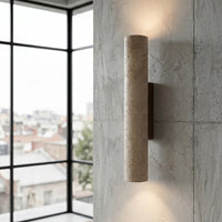 Wall Light Fixture Slim Cylinder Travertine