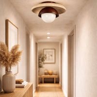 Travertine Ceiling and Wall Light with Opaline Glass Shade