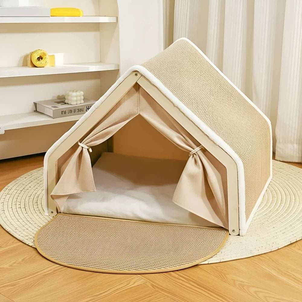 Cat Tent Bed with Sisal Scratching Surface and Enclosed Shelter