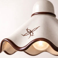 Ceramic Pendant Light with Pleated Matte Finish and Adjustable Cord