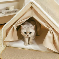 Cat Tent Bed with Sisal Scratching Surface and Enclosed Shelter