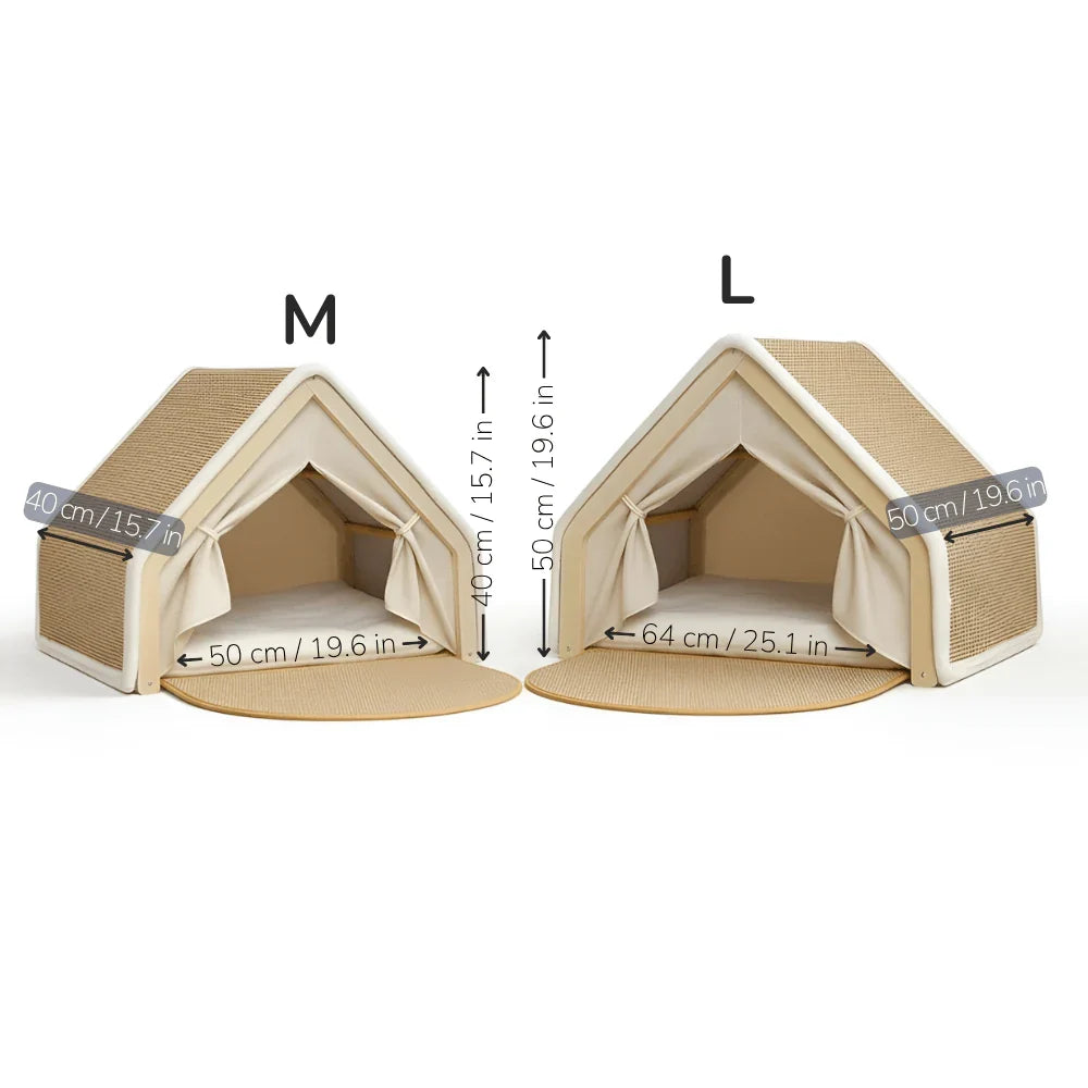 Cat Tent Bed with Sisal Scratching Surface and Enclosed Shelter