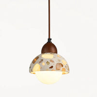 Terrazzo and Wood Pendant Light with Adjustable Ceiling Cable