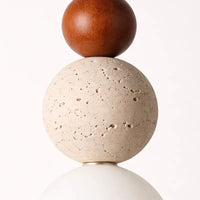 Sculptural Suspension Light with Wood, Stone, and Frosted Glass