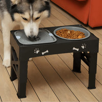 Adjustable Dog Bowl Stand with Slow Feeder and Water Bowl Set