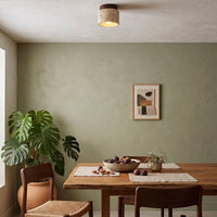 Travertine Stone Ceiling Light with Wood Accent for Indoor Spaces