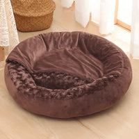 Pet Bed with Hooded Cover and Soft Fleece Interior for Indoor Use