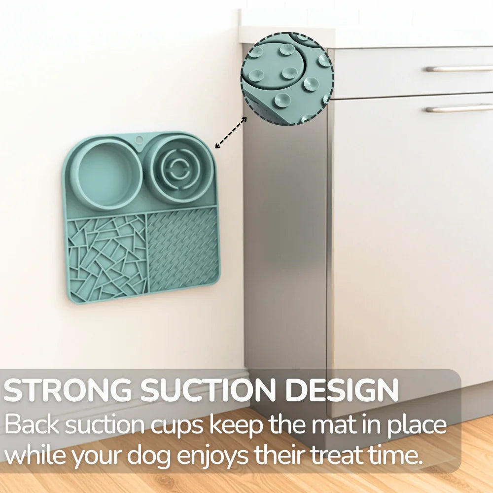 3 in 1 Pet Feeding Mat with Slow Feeder, Lick Mat and Water Bowl