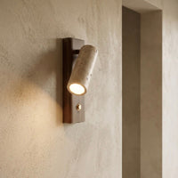 Indoor Wall Light with Natural Stone, Wood Accent, and LED Source