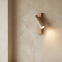 Indoor Wall Light with Natural Stone, Wood Accent, and LED Source