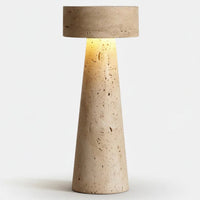 Travertine Stone Table Lamp with Built In LED and Sculptural Design