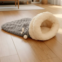 Plush Cat Sleeping Bag with Semi Enclosed Design and Washable Design
