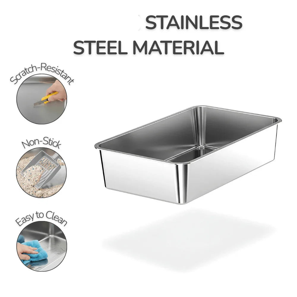 Stainless Steel Litter Box Flip-Top Design
