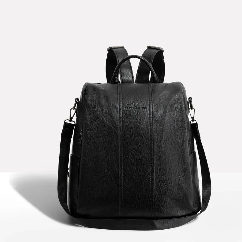 Leather Backpack with Convertible Strap and Anti Theft Design for Women
